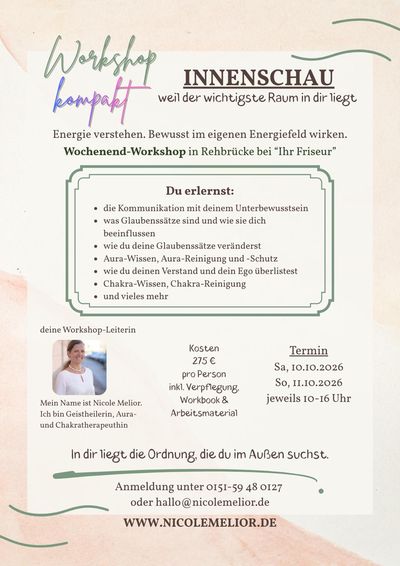 Flyer Workshop Innenschau, Termin Oktober